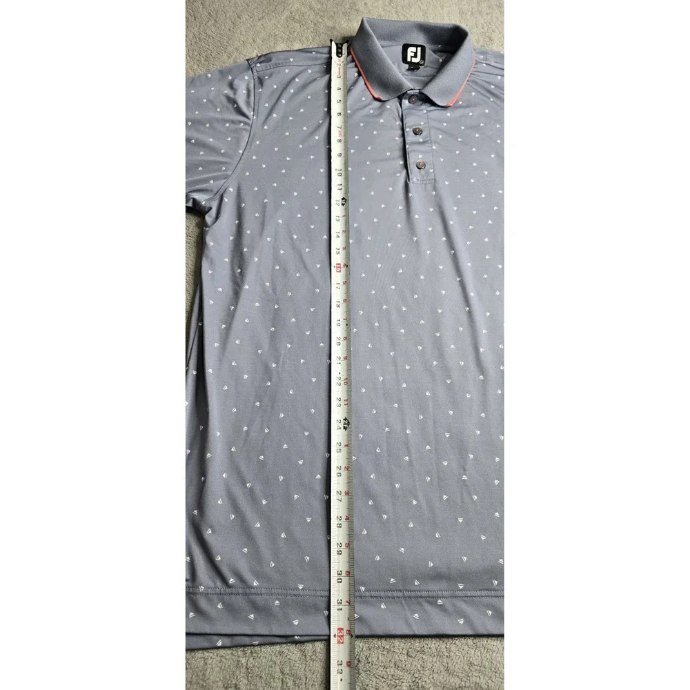 FJ Footjoy Performance Golf Shirt Push Play Gray All Over Print Mens Size L
